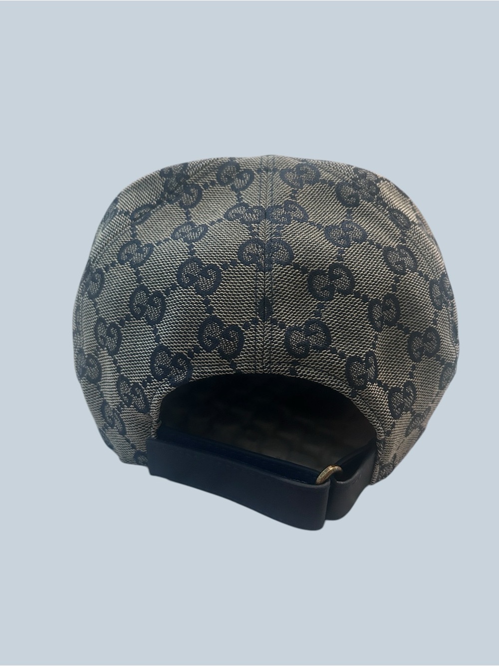 Gucci Beige Monogram Cap with Navy GG and Red Accent - Picture 3 of 6